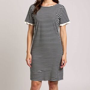 J.Crew Navy & White Stripe Nautical Dress | Ruffle Sleeve Cotton | M